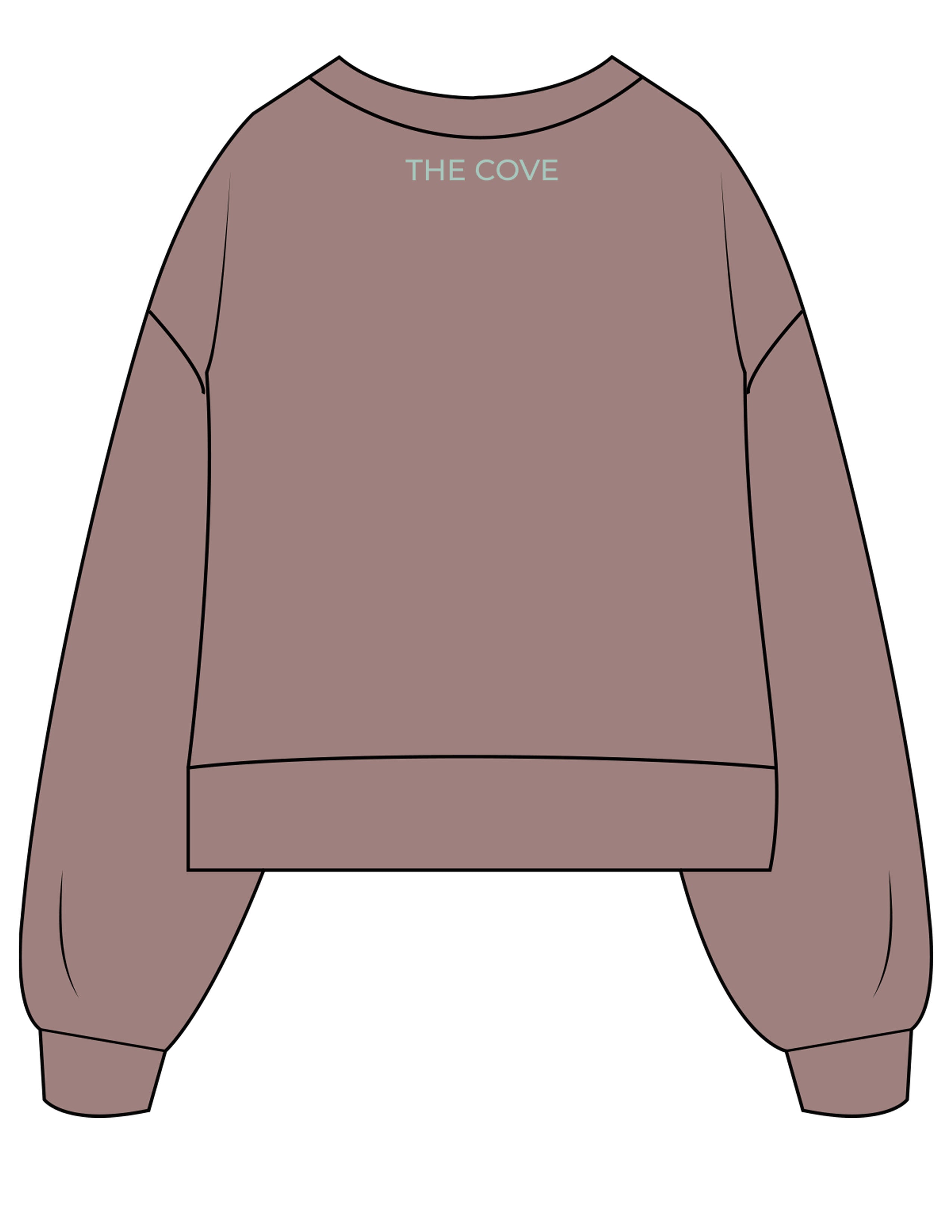 The Womens Heavyweight Crop - Mauve - The Cove - Left Chest - Back Neckline - Printed - Full Color