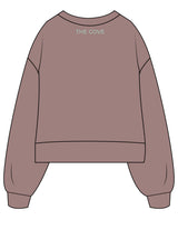 The Womens Heavyweight Crop - Mauve - The Cove - Left Chest - Back Neckline - Printed - Full Color