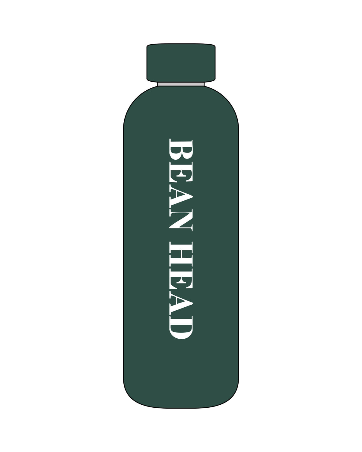 The Water Bottle - Forest - Bean Head - Center Body - Bottle Cap - Printed - White