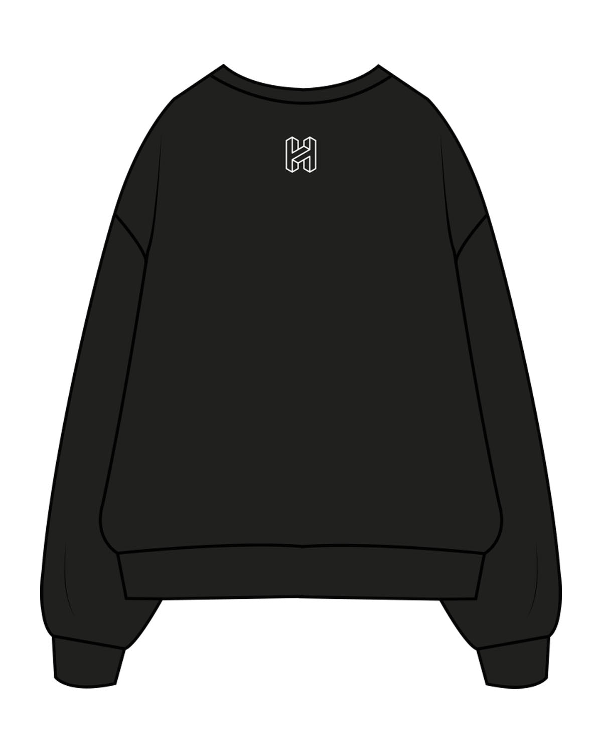 The Mens Crewneck - Black - Heat Bootcamp - Center Chest & Upper Back - Printed - White