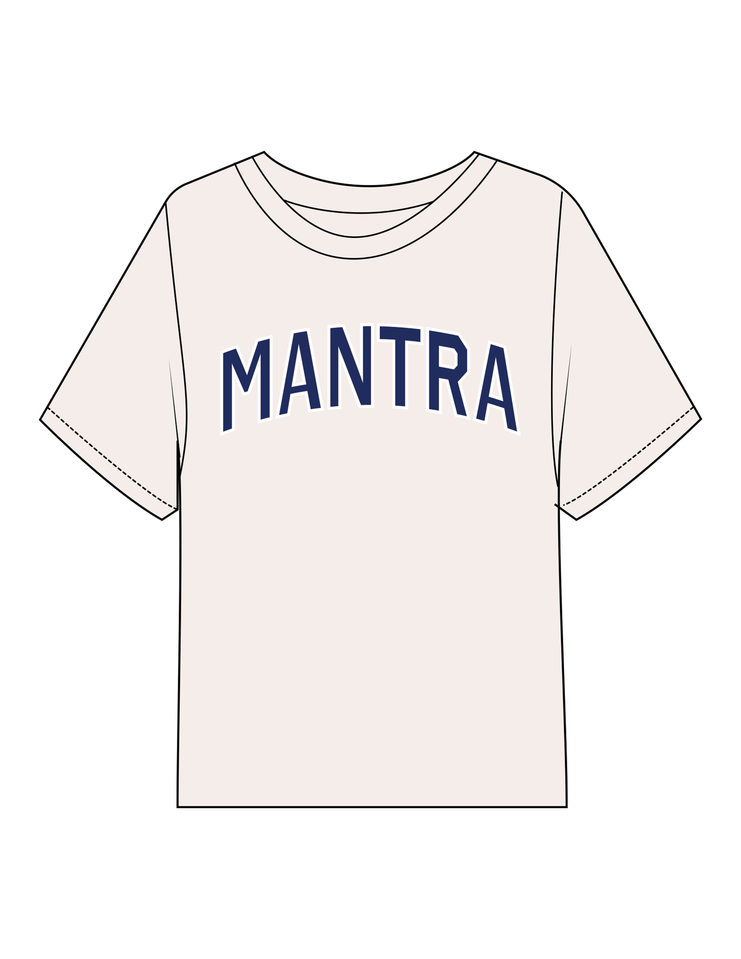 The Midweight Crop Tee - Ivory - Mantra - Center Chest Arc - Printed - Full Color