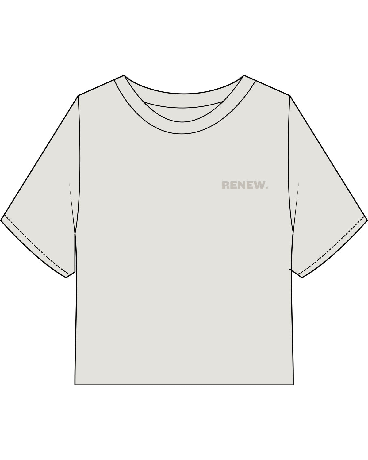 The Heavyweight Crop Tee - Washed Bone - Renew - Left Chest & Center Back Stacked - Tone on Tone