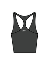 The Racer Tank - Pebble - Onyx Fit - Left Chest & Back Center - White