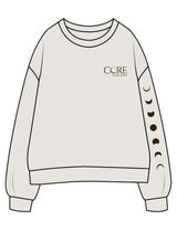 The Womens Crewneck - Washed Bone - Core Crown Point - Left Chest & Left Sleeve - Printed - Brown