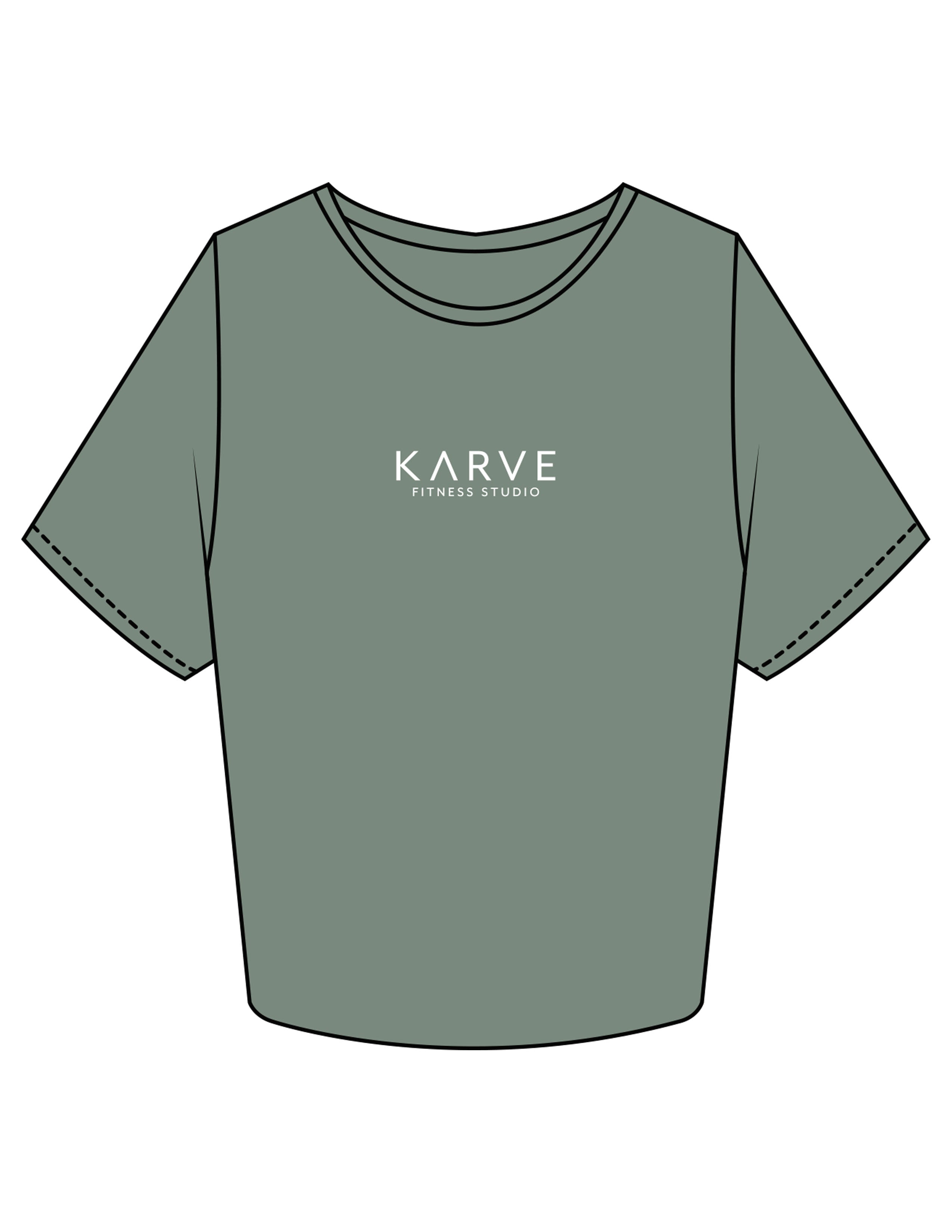 The Crop Tee - Sage - Karve - Center Chest Stacked - Printed - White