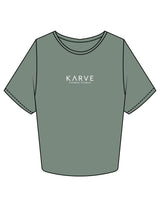 The Crop Tee - Sage - Karve - Center Chest Stacked - Printed - White