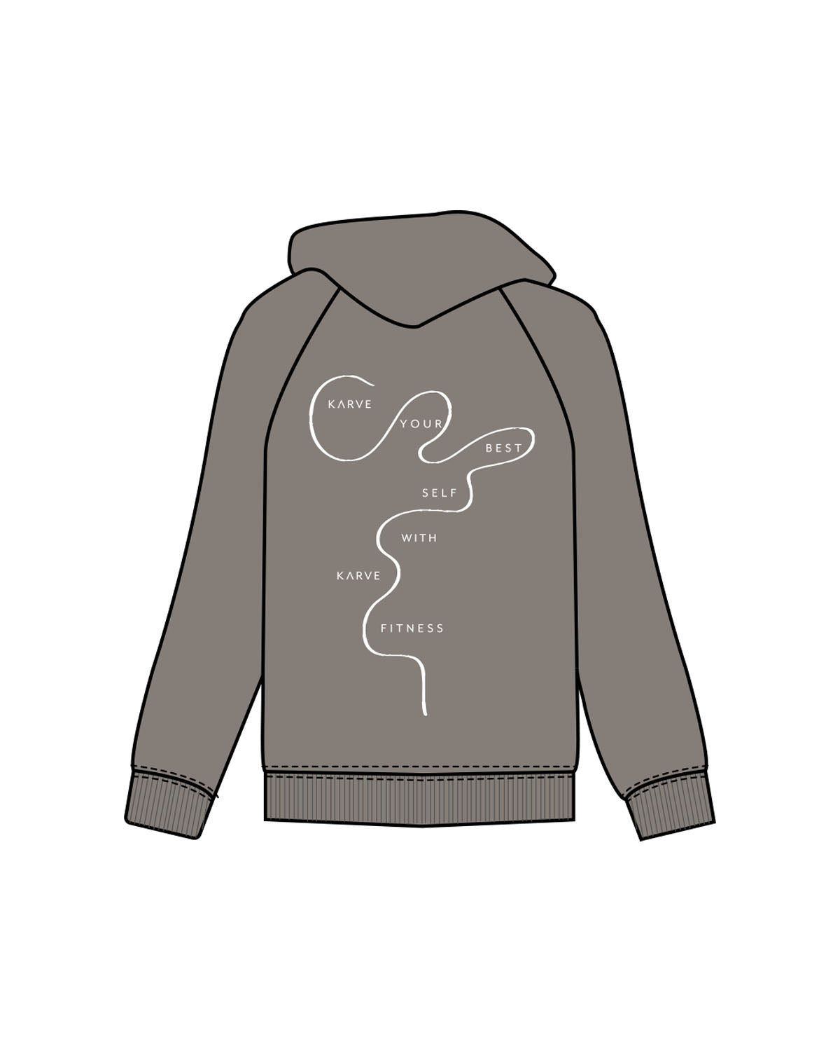The Womens Zip Hoodie - Washed Gray - Karve - Left Chest, Right Chest & Center Back Logo - Printed - White