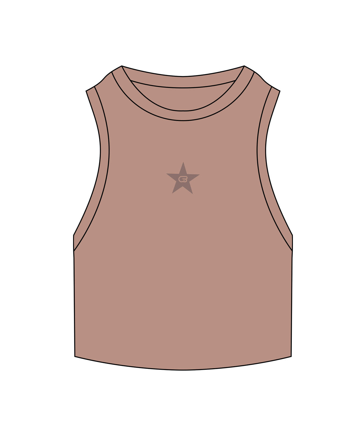 The Ribbed Crop Tank - Clay - Cyclebar - Center Chest Star - Embroidered - Tone on Tone