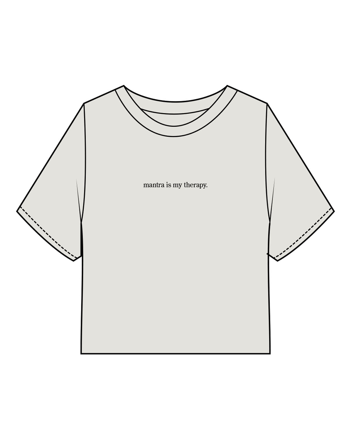 The Heavyweight Crop Tee - Washed Bone - Mantra - Center Chest - Printed - Black