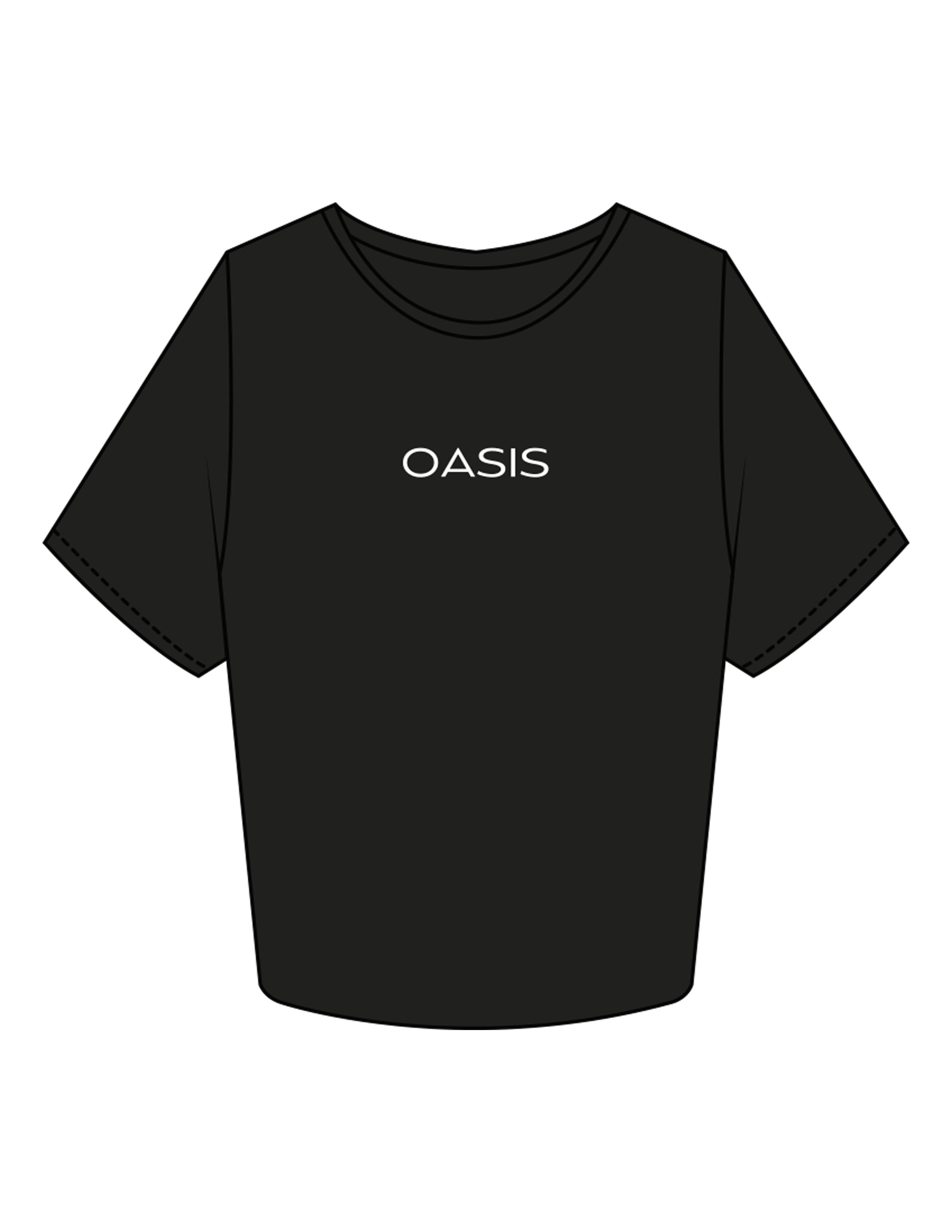 The Crop Tee - Black - OCWC - Center Chest "OASIS" - Printed - White