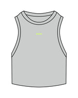 The Ribbed Crop Tank - Storm - Sesh Studio - Center Chest - Embroidered- Neon