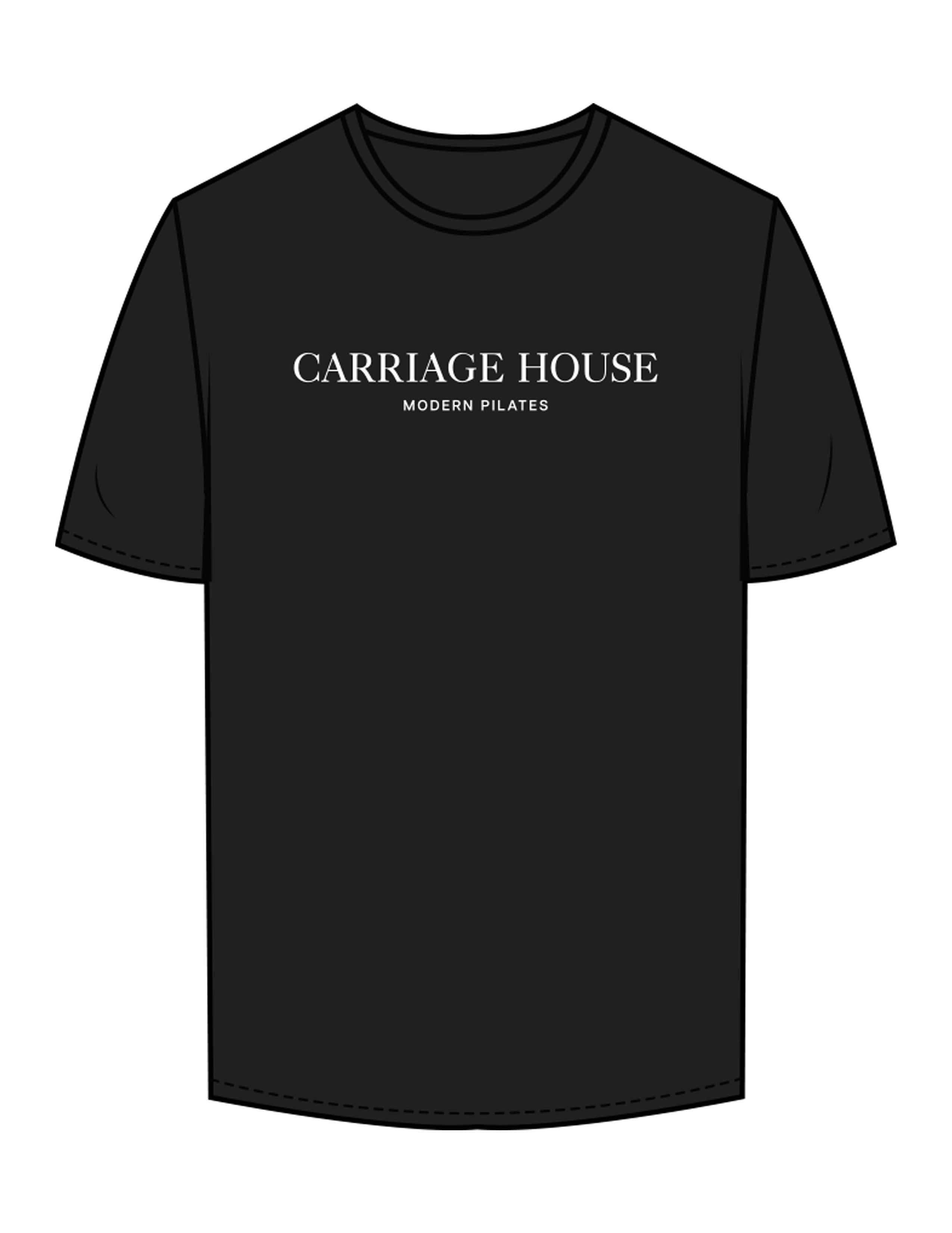 The Mens Tee - Black - Carriage House - Center Chest Stacked - Printed - White