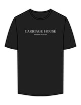The Mens Tee - Black - Carriage House - Center Chest Stacked - Printed - White