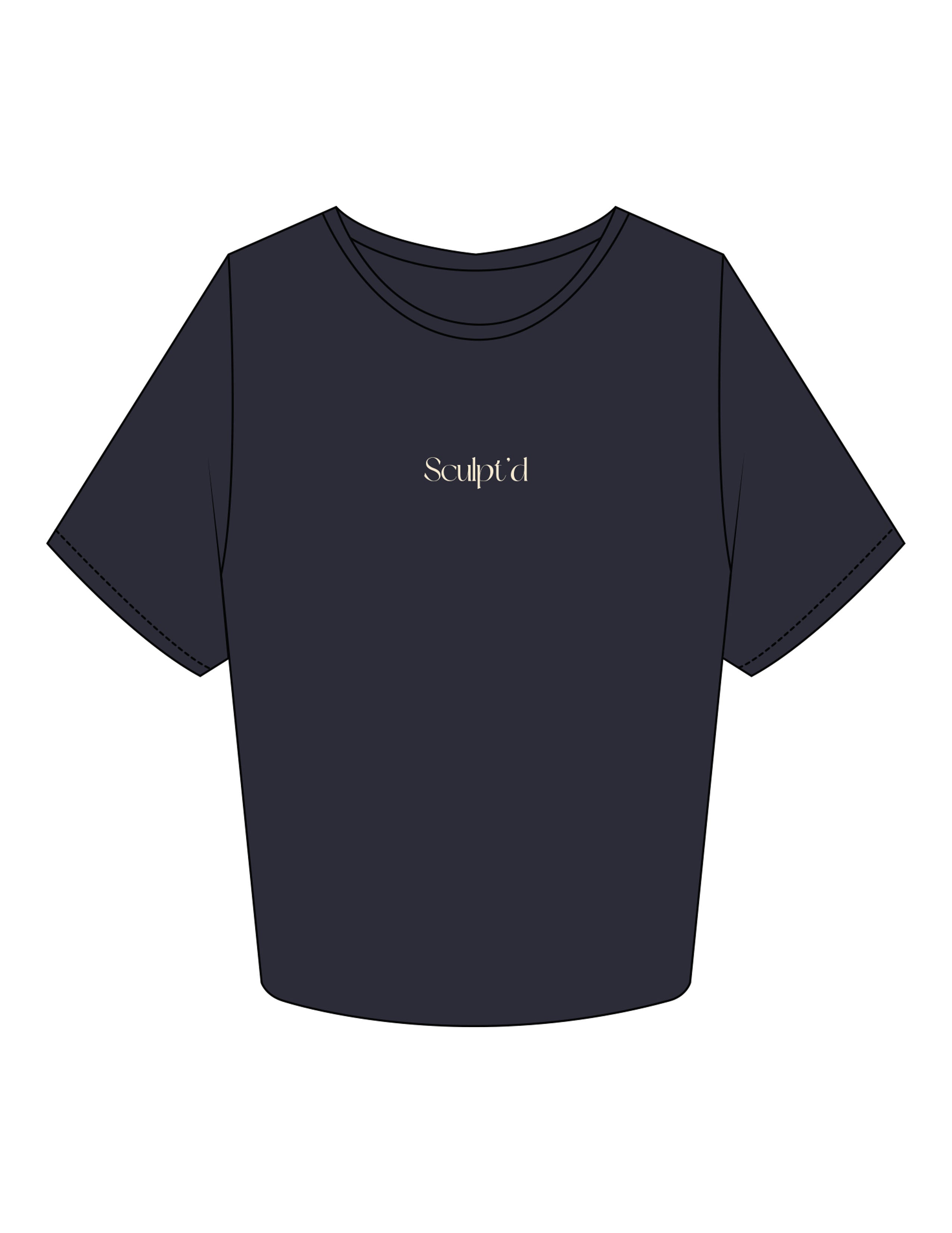 The Crop Tee - Navy - Sculpt'd Studios - Center Chest - Printed - Cream