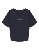 The Crop Tee - Navy - Sculpt'd Studios - Center Chest - Printed - Cream
