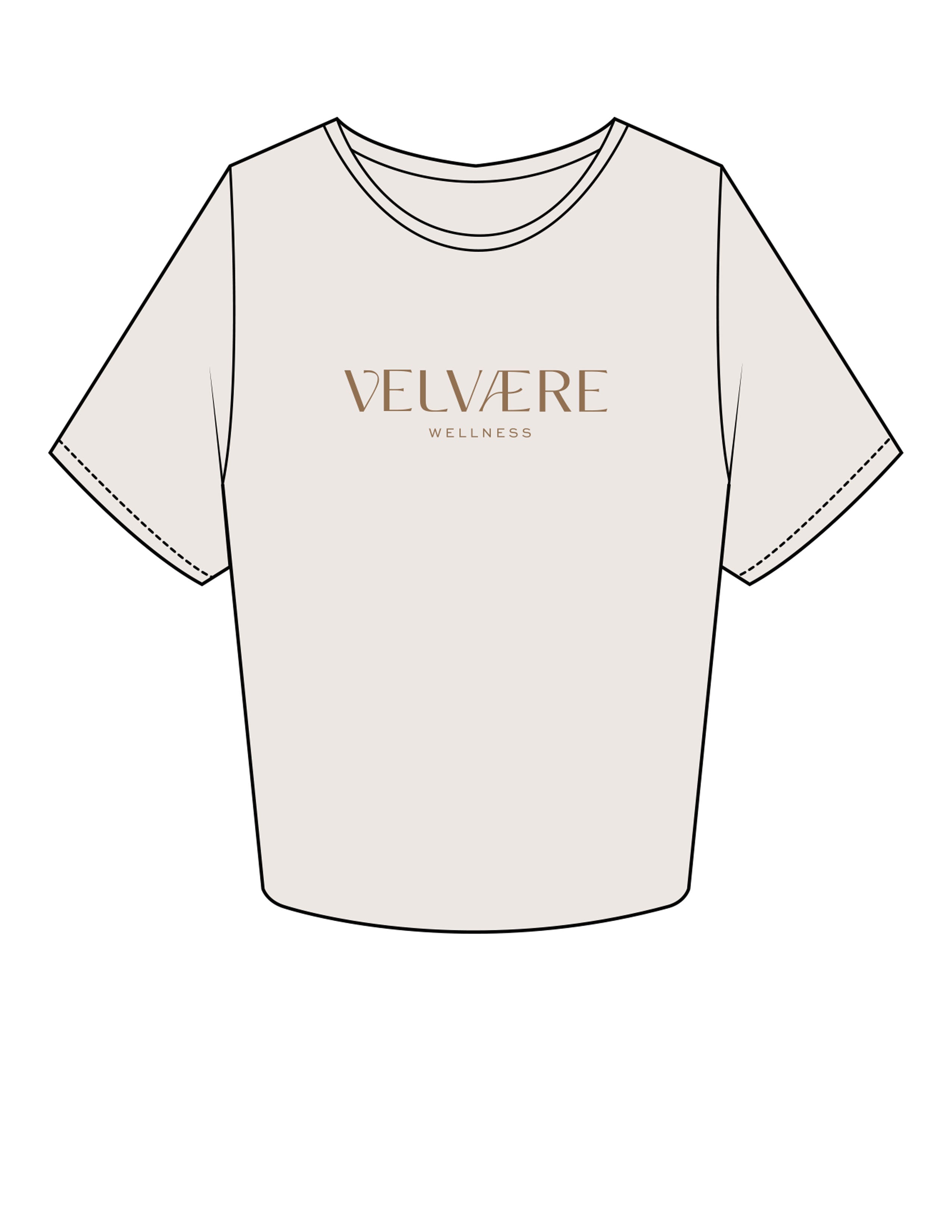 The Crop Tee - Bone - Velvaere - Center Chest Stacked - Printed - Terracota