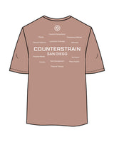 The Womens Oversized Tee - Clay - Counterstrain - Front & Back Center Stacked - Full Color