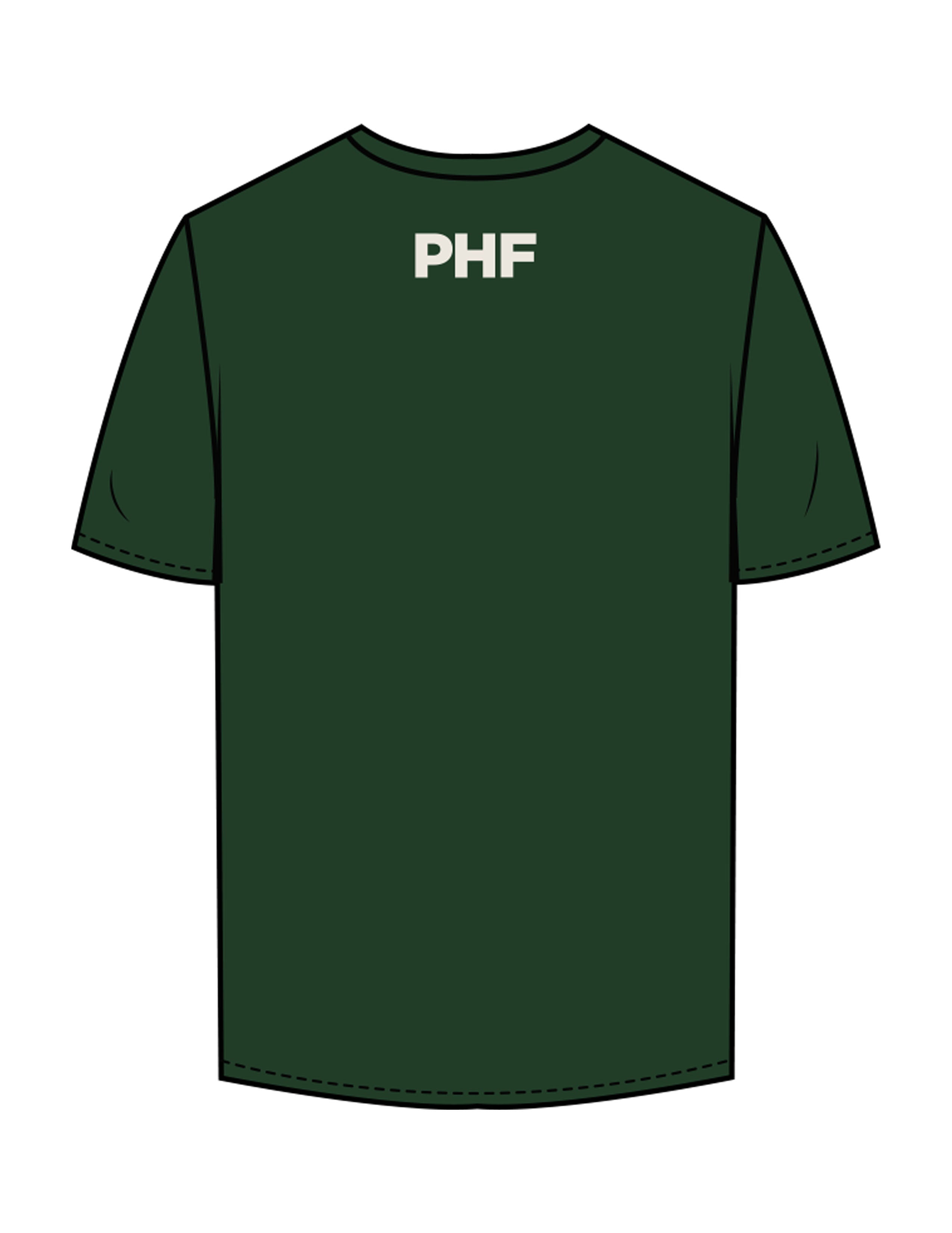 The Mens Tee - Forest - Powerhouse Fitness - Full Front & Back Neckline - Printed - Off White