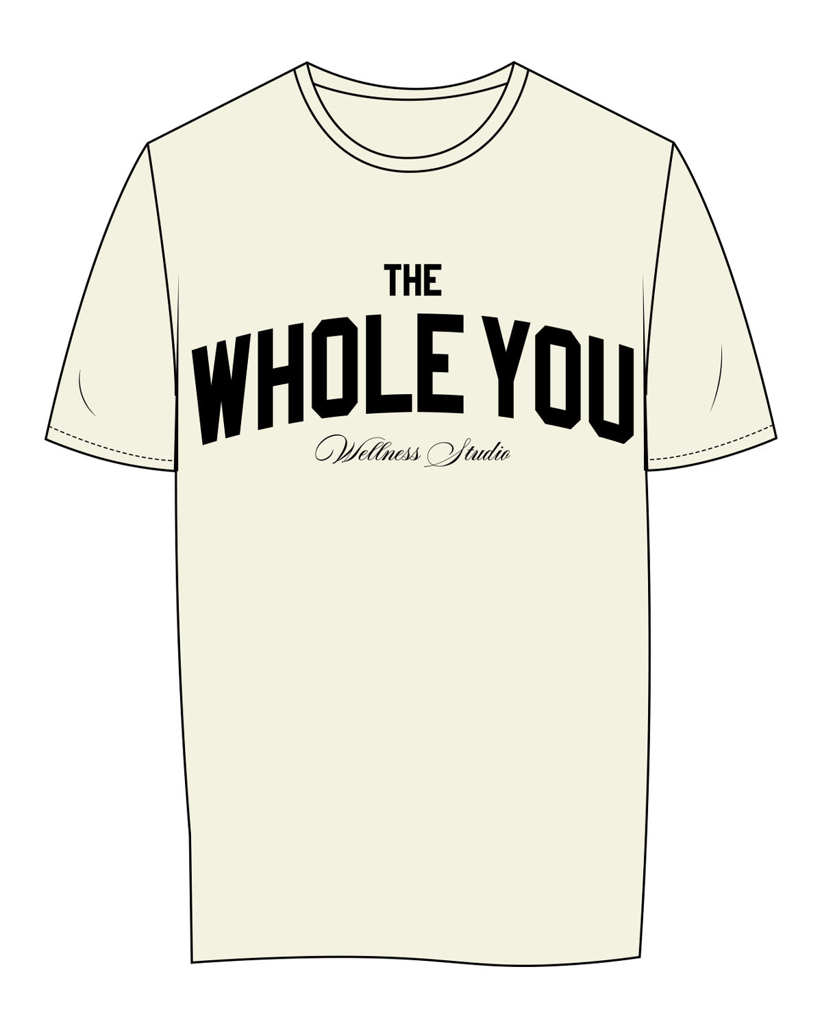 The Womens Tee - Butter - The Whole You Wellness - Center Chest Stacked - Printed - Black