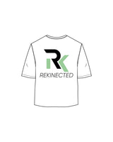 The Oversized Crop Tee - White - REKINECTED - Left Chest & Center Back Stacked - Printed - Full Color