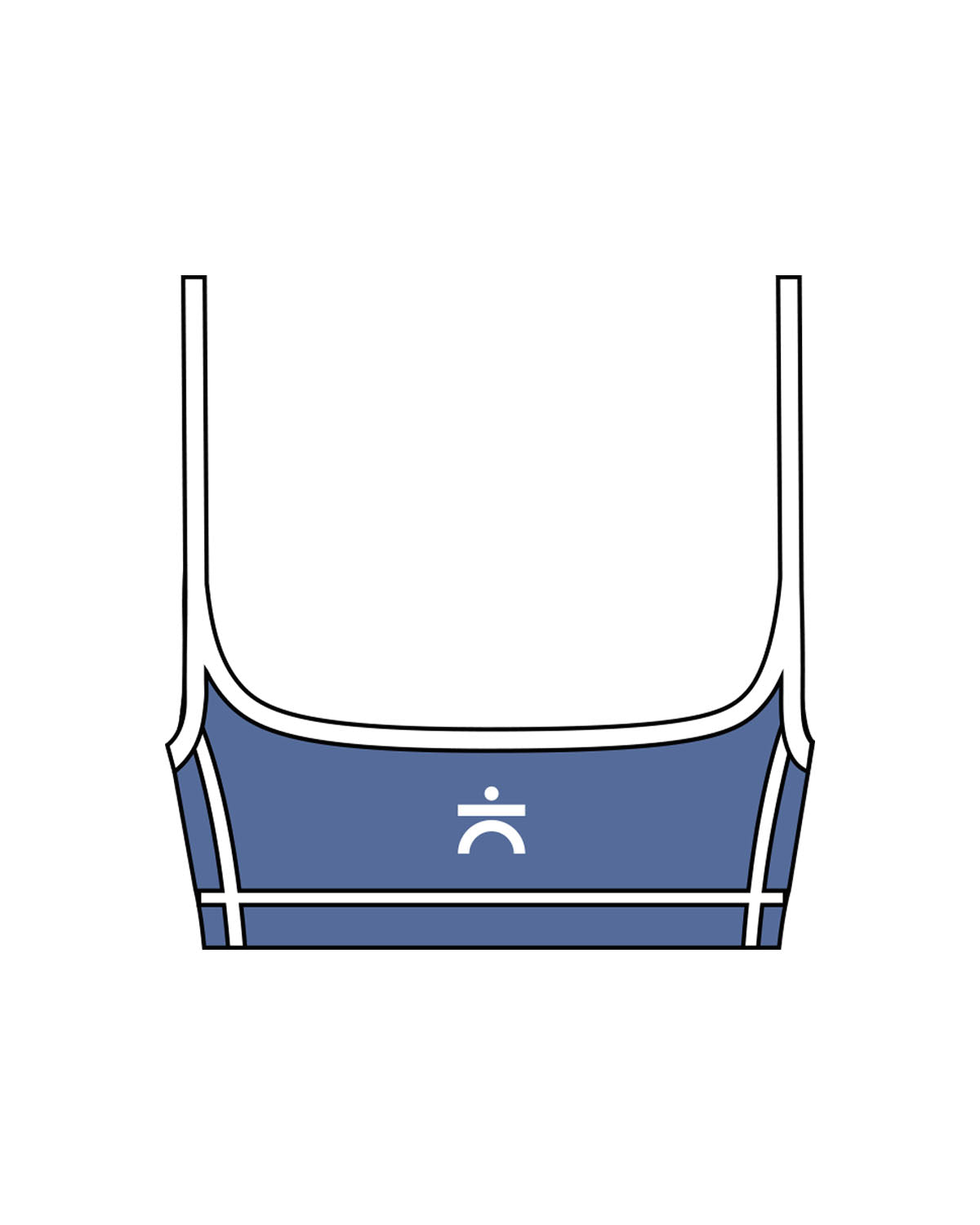 The Piped Scoop Sports Bra - Blue - enCore Pilates - Center Back - Printed - White