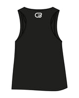 The Crop Tank - Black - Cyclebar - Center Chest Stacked & Back Neckline - White