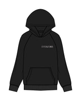The Mens Hoodie - Black - EVERCORE - Left Chest & Back Center Stacked - Light Pink