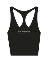 The Racer Tank - Black - LVL - Left Chest "100" Stacked & Back Stacked - Printed - White