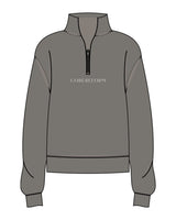 The Mens 1/4 Zip - Washed Gray - Core Reform - Center Chest - Printed - Ecru