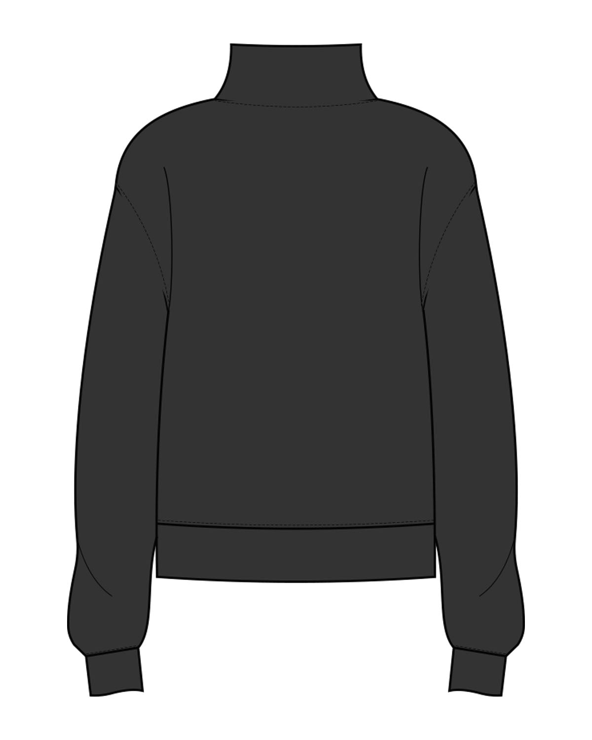 The Womens 1/4 Zip - Washed Black - Slo x Form - Left Chest - Printed - Bone