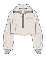 The Suede 1/2 Zip - Latte - MECHA - Left Chest - Embroidered Tone on Tone