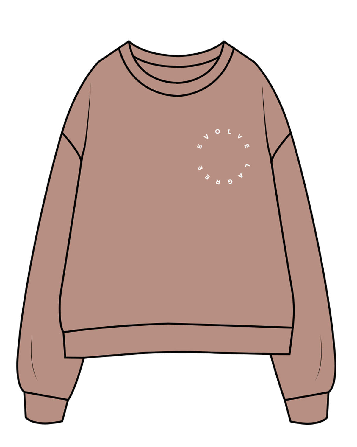 The Womens Crewneck - Clay - Evolve Lagree - Left Chest - White