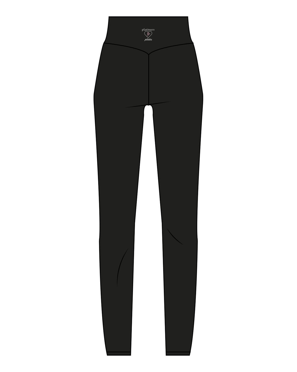 The Basic Legging - Black - Platinum Pilates - Back Waistline - Printed - White
