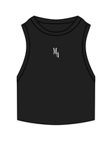 The Ribbed Crop Tank - Black - M4Lagree - "M4" - Center Chest - Embroidered - White
