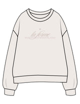 The Womens Crewneck - Bone - LA FORME PILATES - Center Chest Stacked - Printed - Tone on Tone