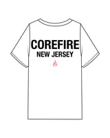 The Mens Heavyweight Tee - White - Corefire - Center Chest & "New Jersey" Back Center Stacked - Full Color