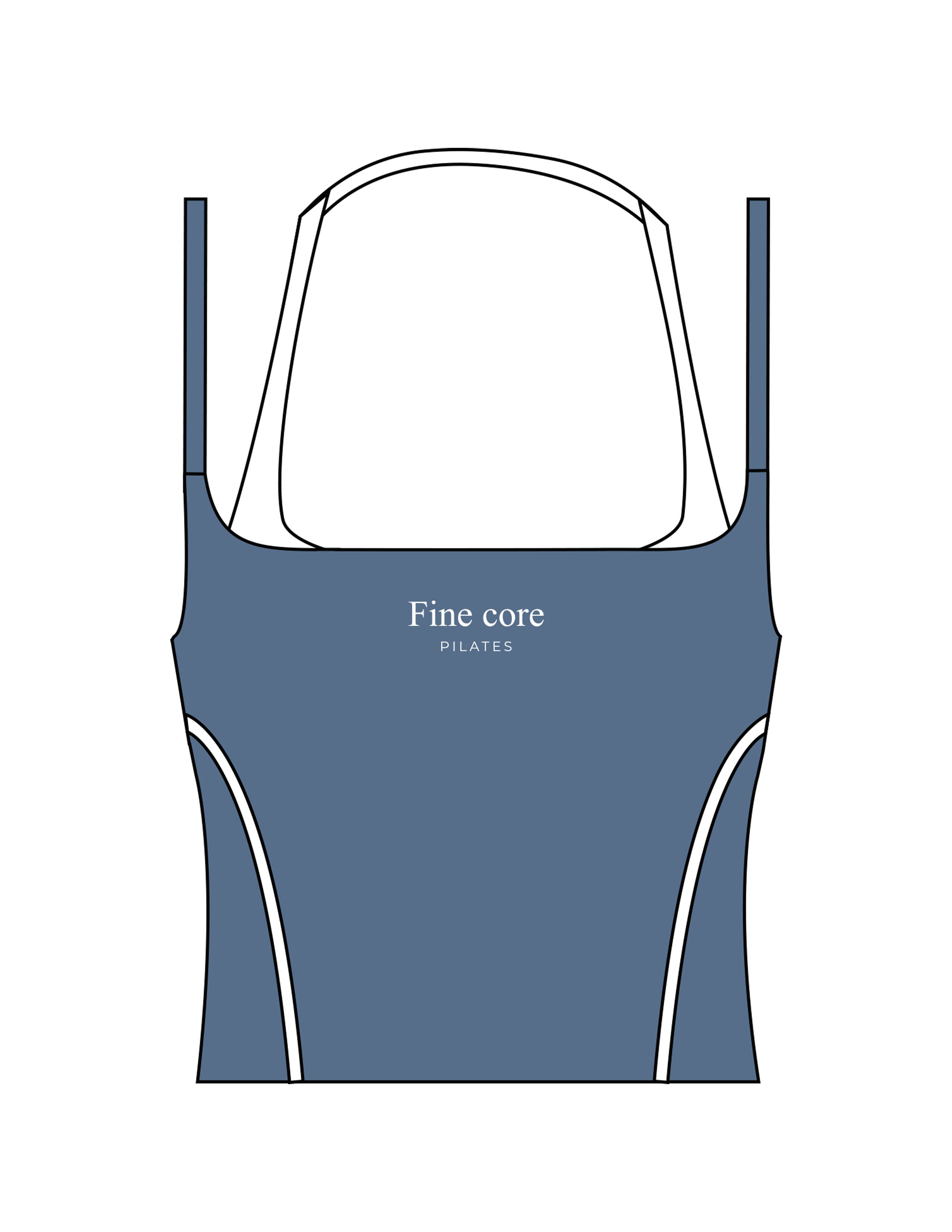 The Piped Tank - Teal - Fine Core Pilates - Center Chest Stacked - Printed - White