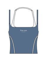 The Piped Tank - Teal - Fine Core Pilates - Center Chest Stacked - Printed - White