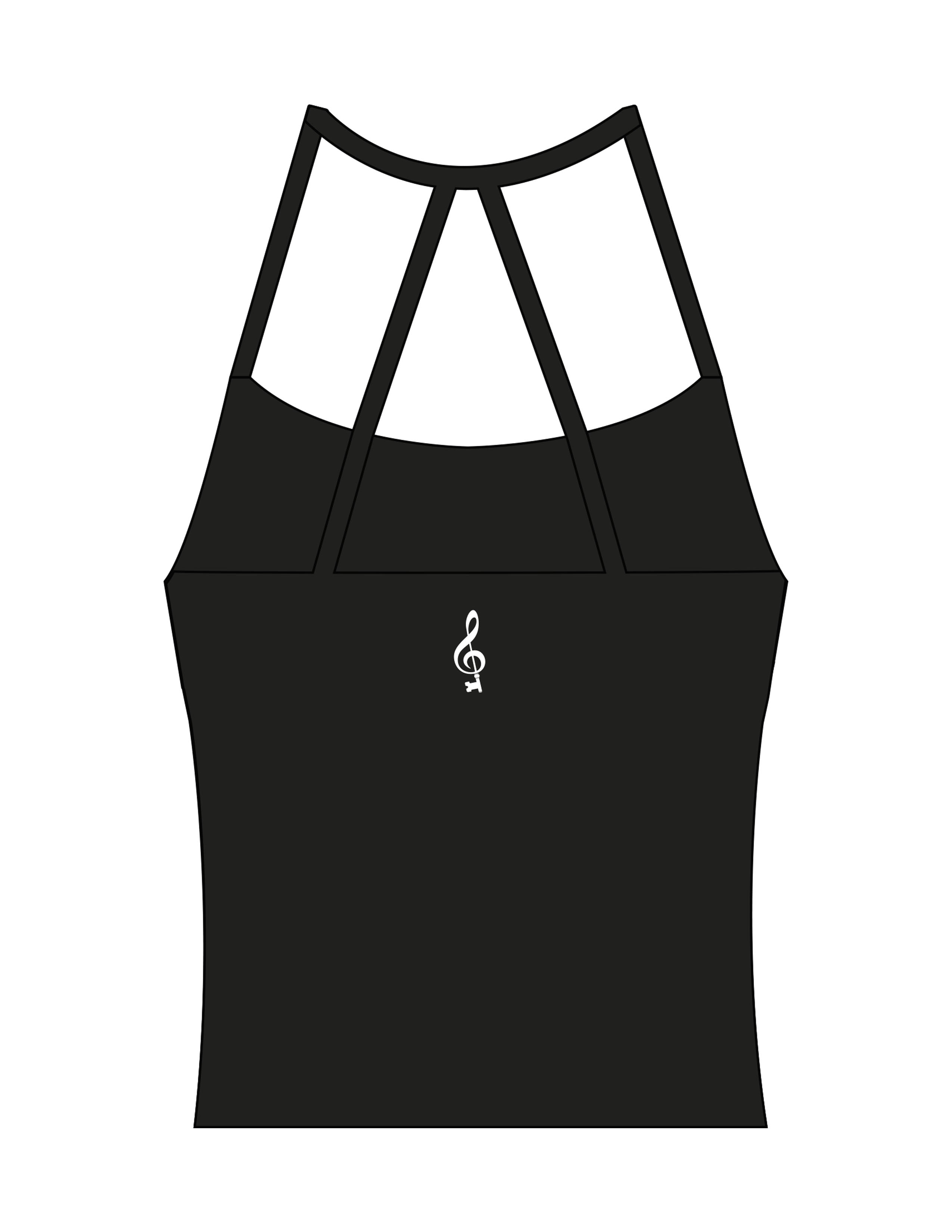 The Womens Sporty Tank - Black  - SOUL YOGA - Center Back - Printed - White