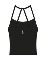 The Womens Sporty Tank - Black  - SOUL YOGA - Center Back - Printed - White