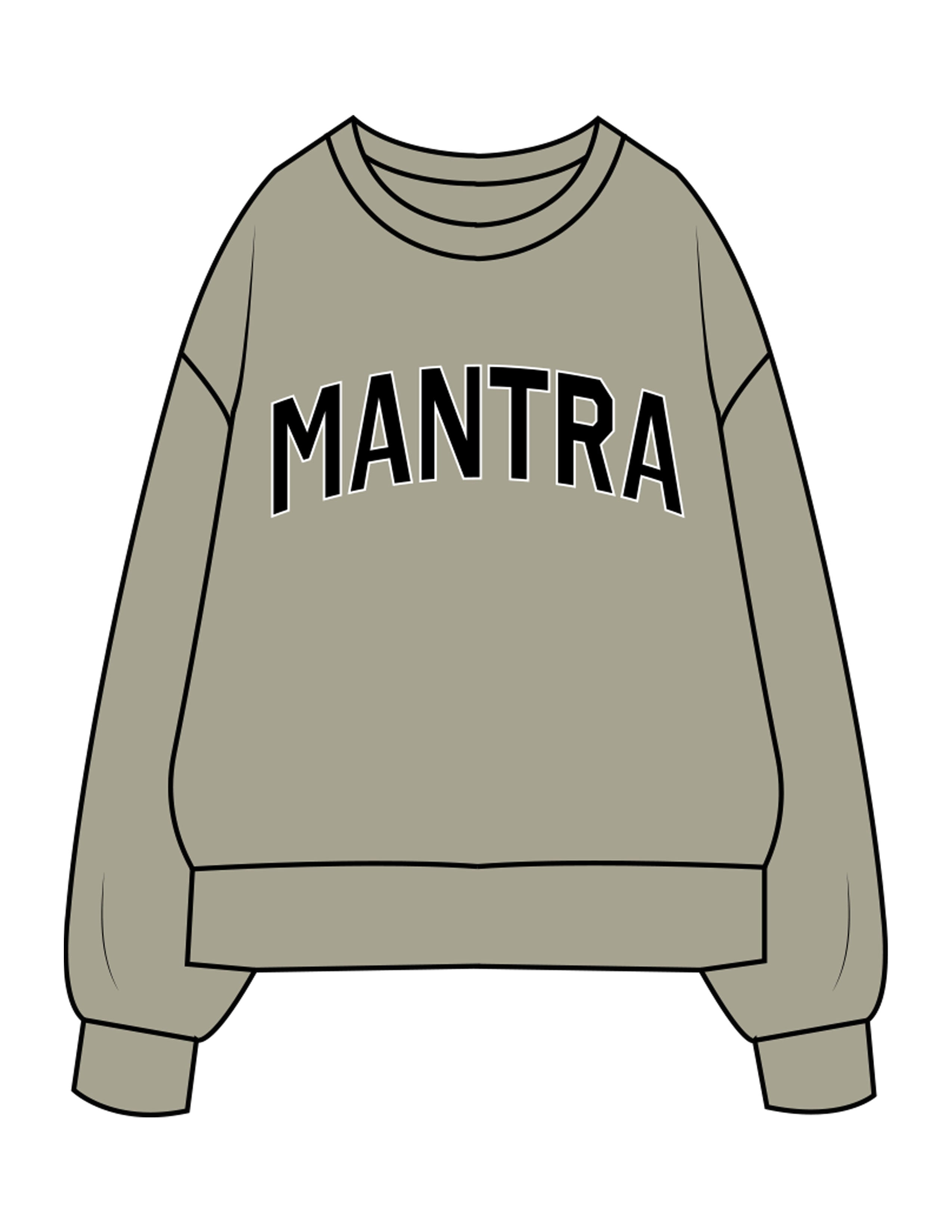 The Womens Heavyweight Crewneck - Eucalyptus - Mantra - Center Chest Arc - Printed - Full Color