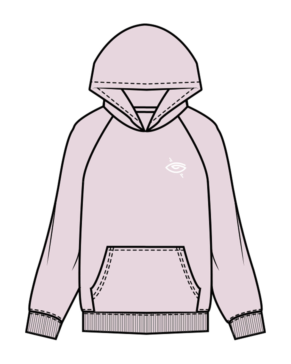 The Womens Hoodie - Orchid - Higher Ground - Left Chest & Back Stacked - Printed - White