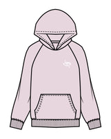 The Womens Hoodie - Orchid - Higher Ground - Left Chest & Back Stacked - Printed - White