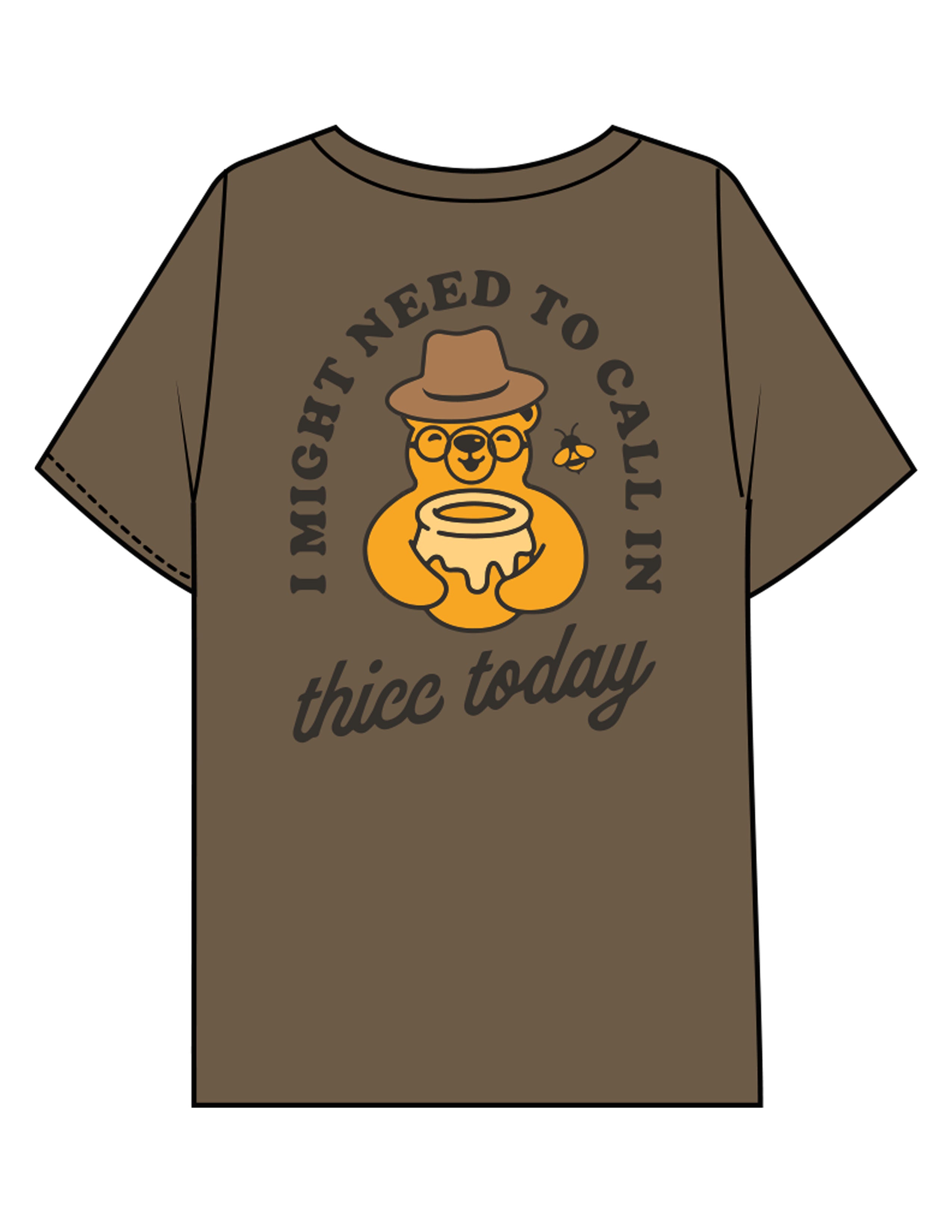 The Mens Boxy Tee - Walnut - Try Smile Collective - Left Chest & Back Bear - Printed - Full Color