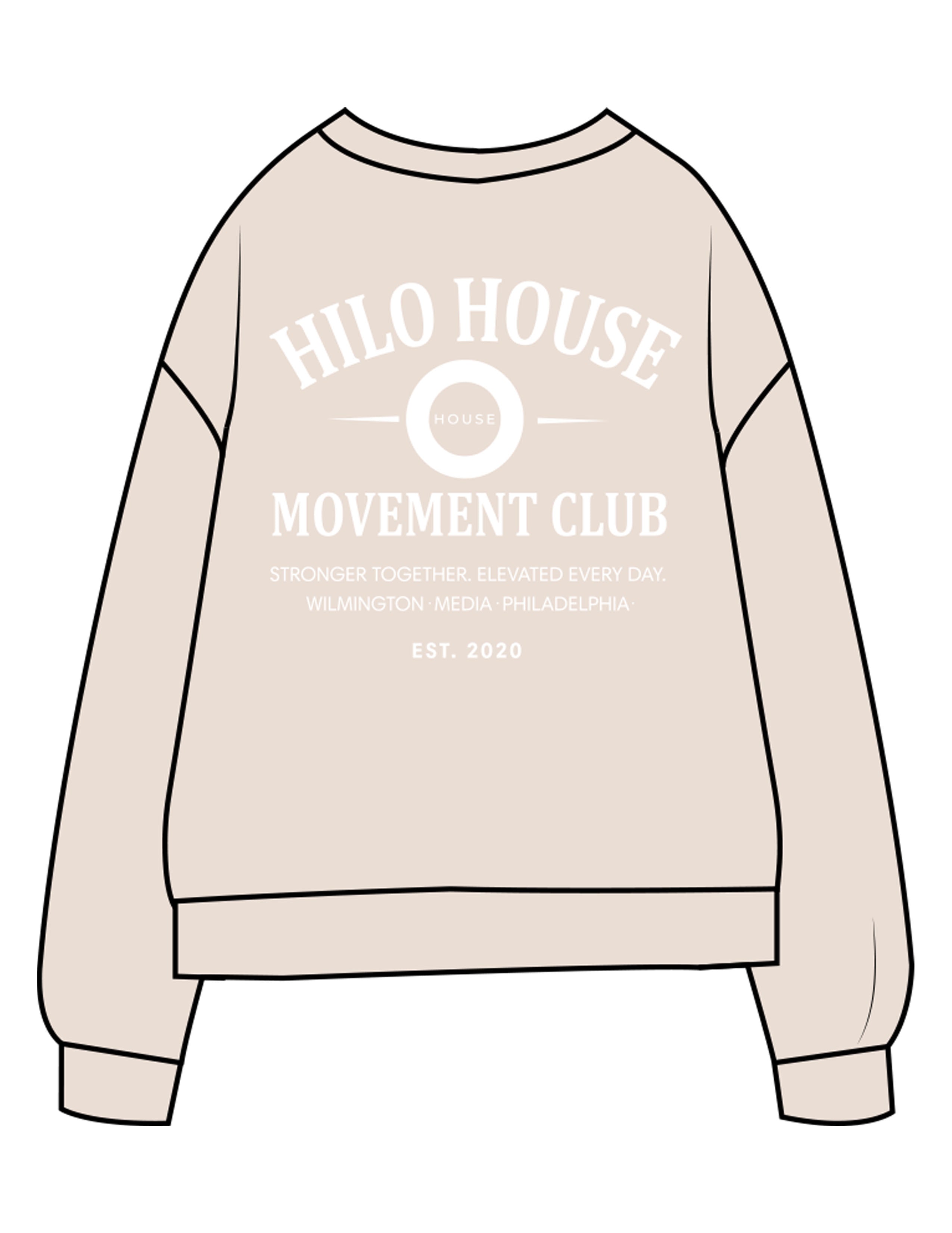The Midweight Unisex Crewneck - Washed Ivory - HiLo - Center Chest & Back Stacked - Printed - White