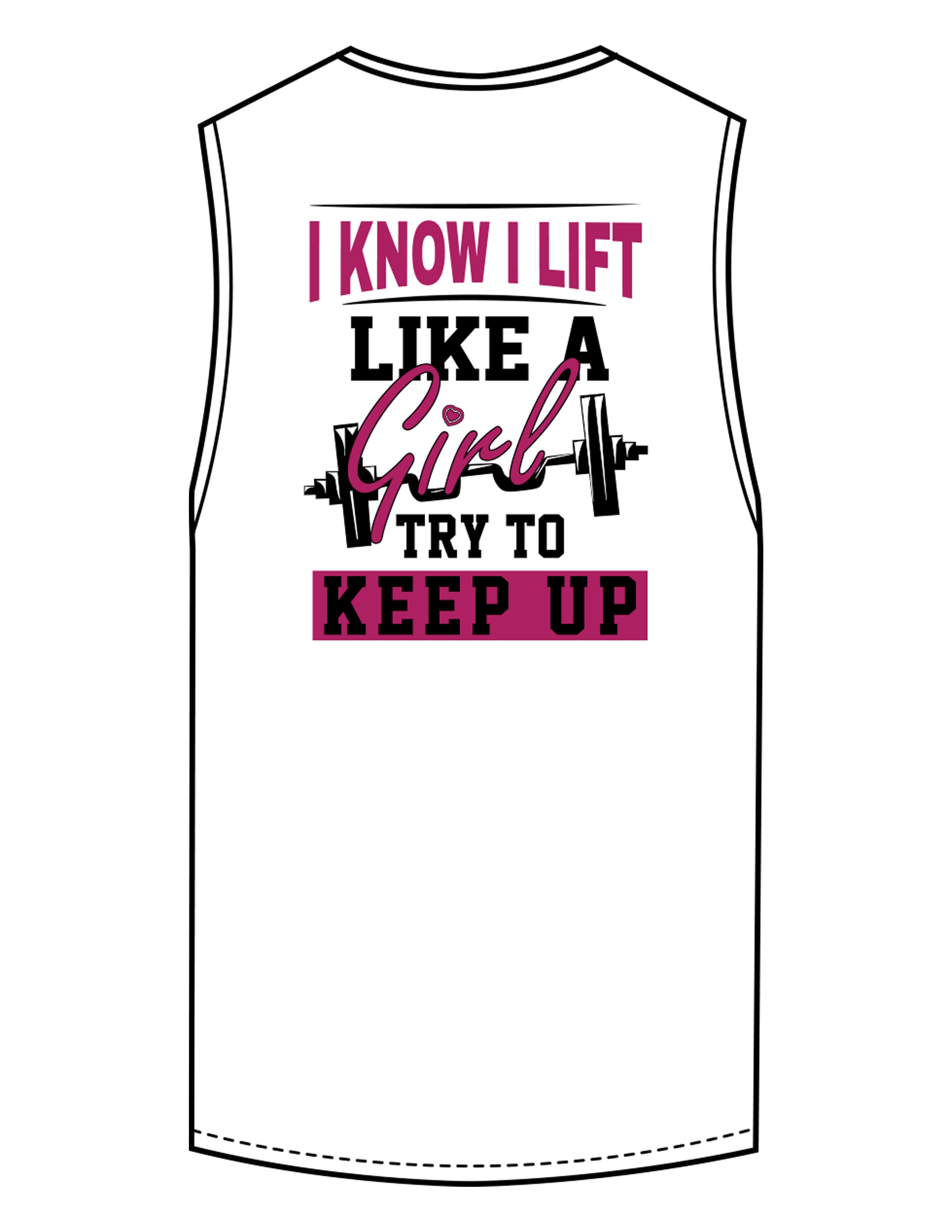 The Scoop Muscle Tank - White - Delta Fitness - Center Chest & Back Stacked "I LIFT" - Printed - Full Color