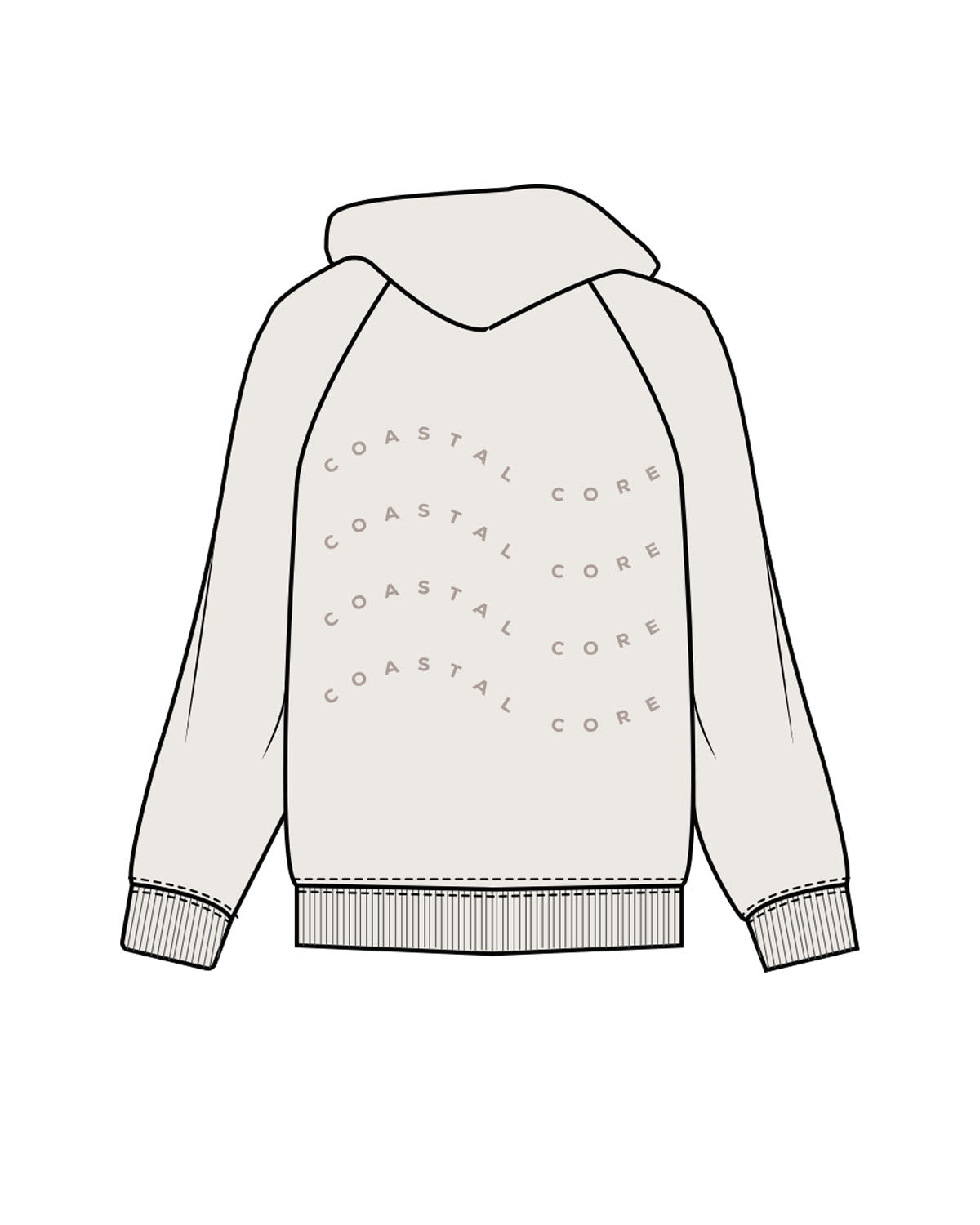 The Womens Hoodie - Bone - Coastal Core - Left Chest & Back Center -  Tone on Tone
