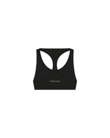 The Racer Bra - Black  - Fitness Nook - Back - Printed- White