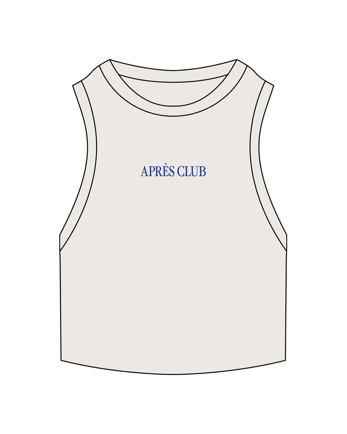 The Ribbed Crop Tank - Bone - Lagree Tahoe - Apres Club - Center Chest - Embroidered - Blue