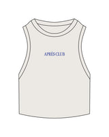 The Ribbed Crop Tank - Bone - Lagree Tahoe - Apres Club - Center Chest - Embroidered - Blue